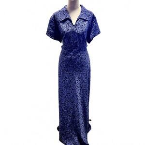 Vintage 70's Jody of California Purple Cottage Floral Maxi Dress Boho  Prairie